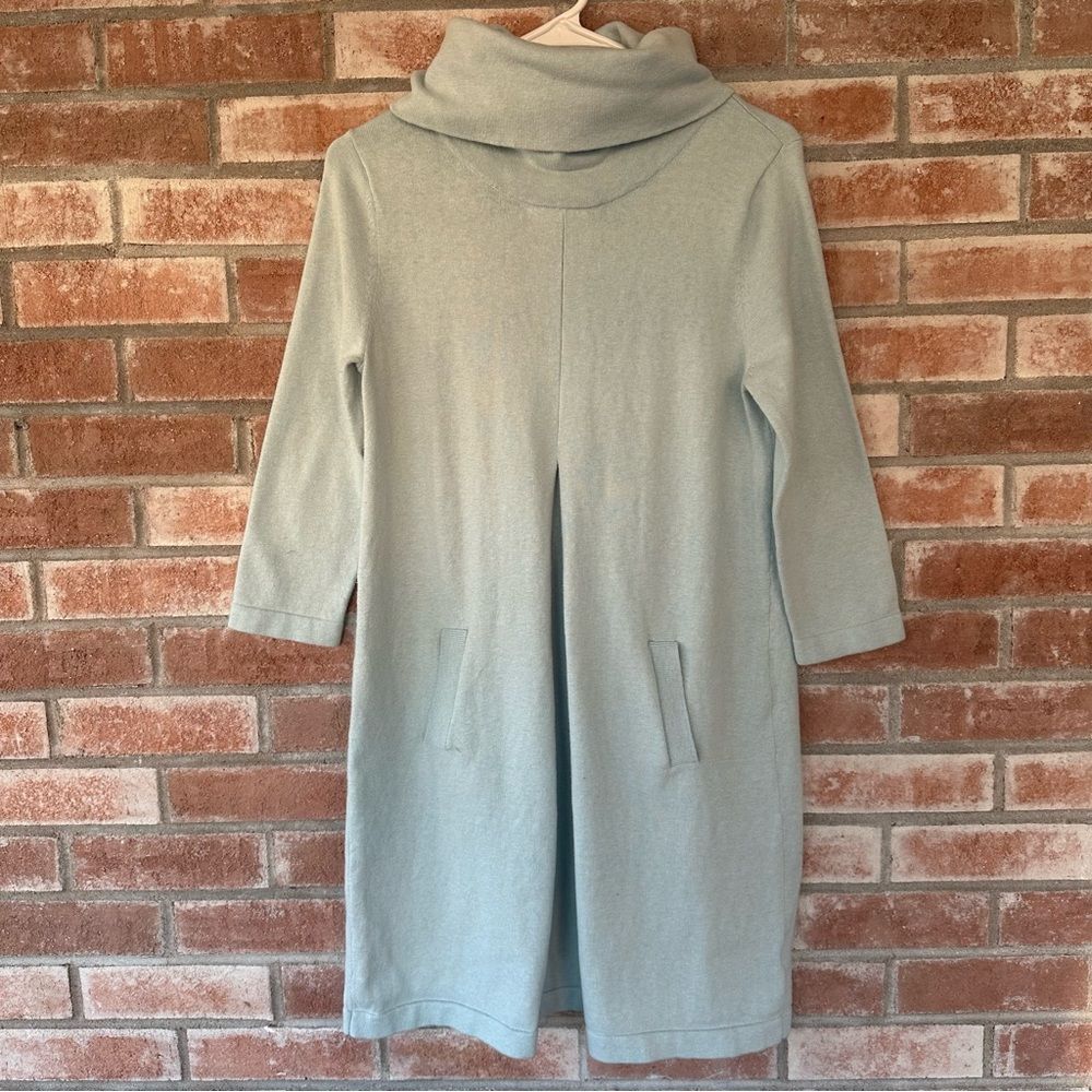 Tyler Boe Kim Cowl Neck Sweater Dress Cotton Cashmere Blend Womens Small Blue